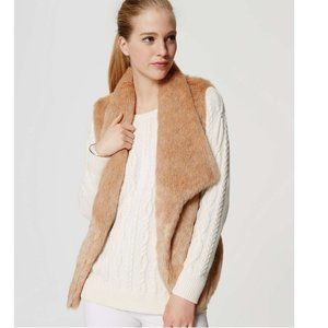 Ann Taylor LOFT Faux Fure Vest with Leather Belt